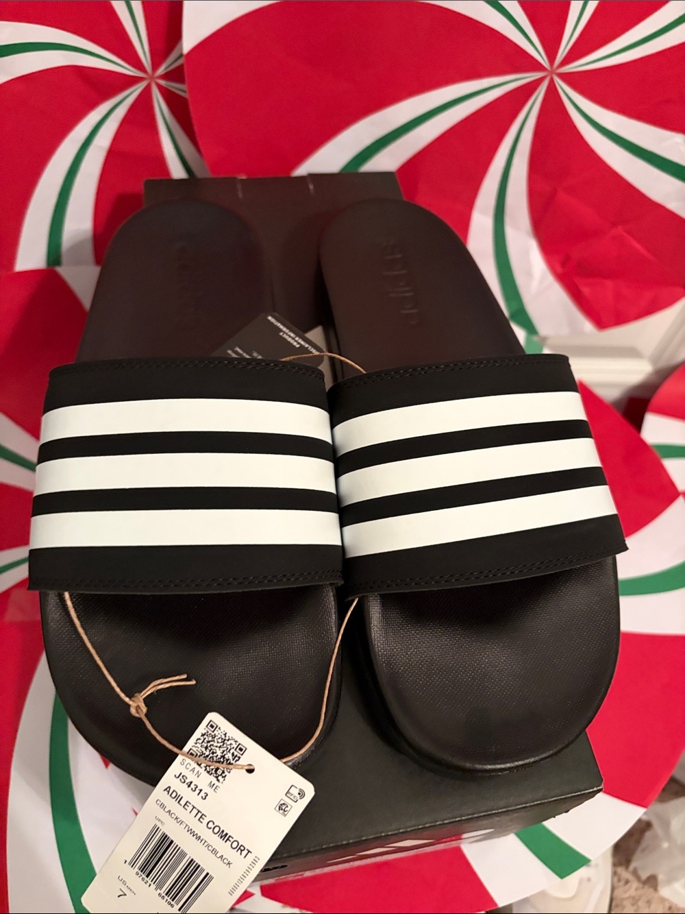 adidas Adilette Slide unisex Sandals in Black with White Stripes